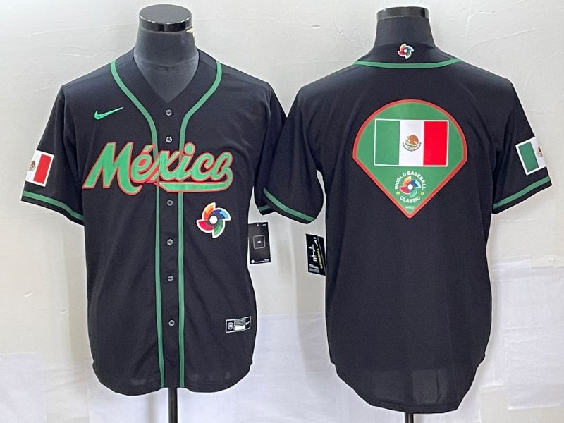Men 2023 World Cub Mexico Blank Black Nike MLB Jersey9